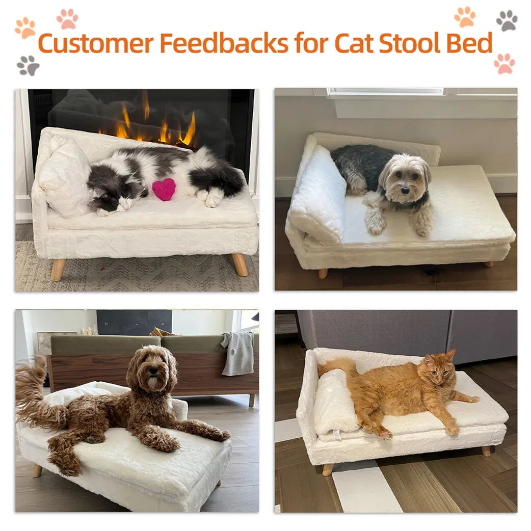 Borwart Elevated Dog Sofa Bed With Plush Backrest Wooden Legs