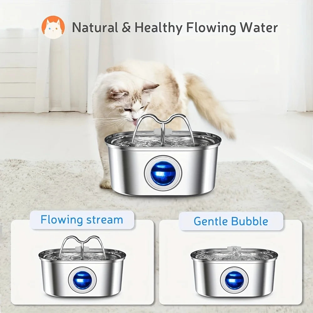 Stainless Steel Cat Water Fountain With Continuous Flow Design