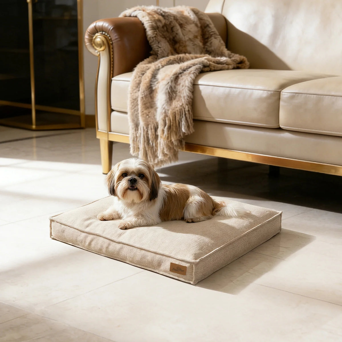 Bingopaw Waterproof Dog Bed With Cozy Linen Cover Foam Base