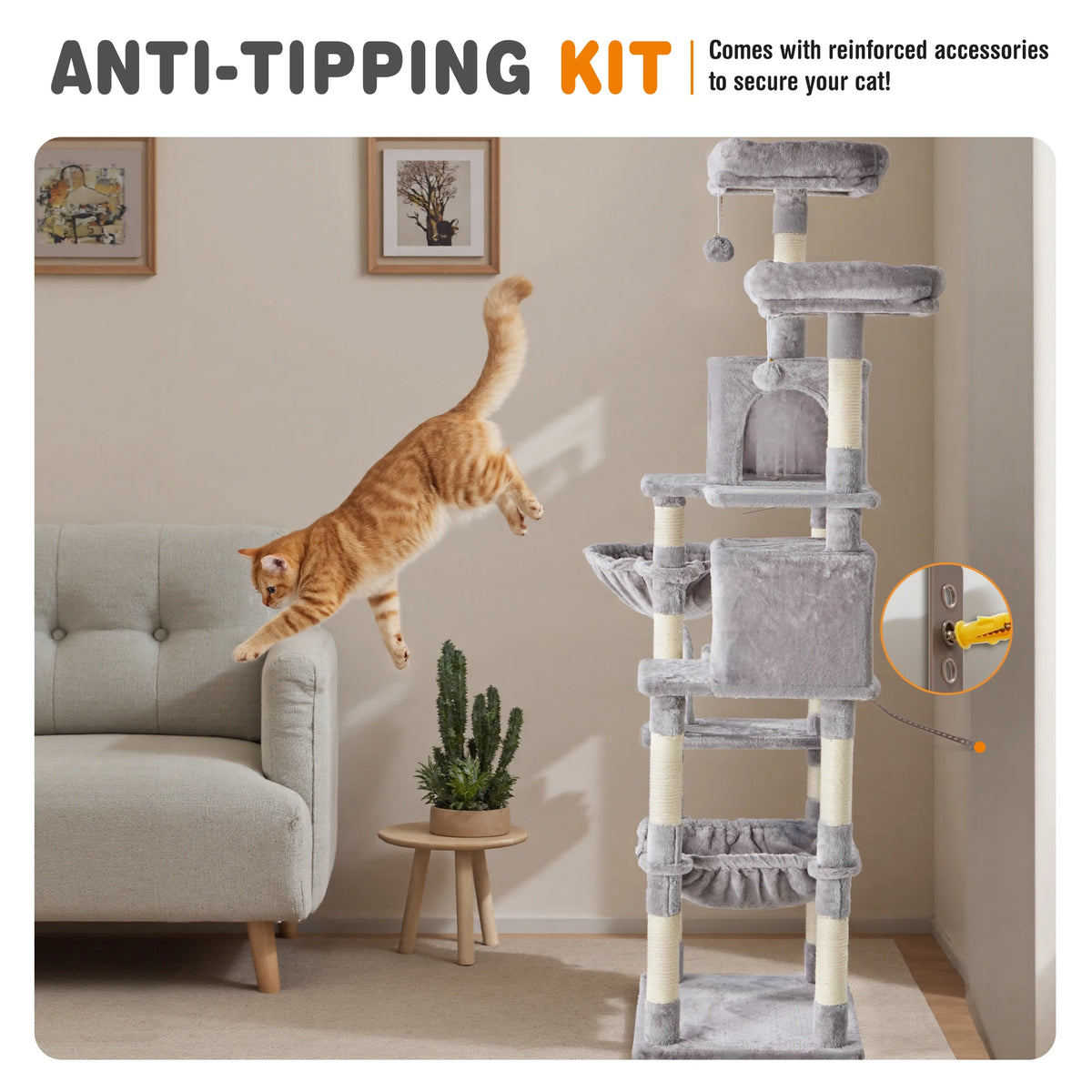 JHK Multi-Level Cat Tree With Sisal Scratching Posts