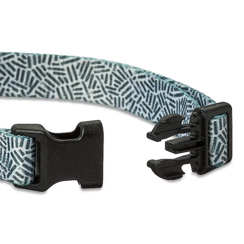 Polyester Cushioned Adjustable Dog Collar, Gray Print, M