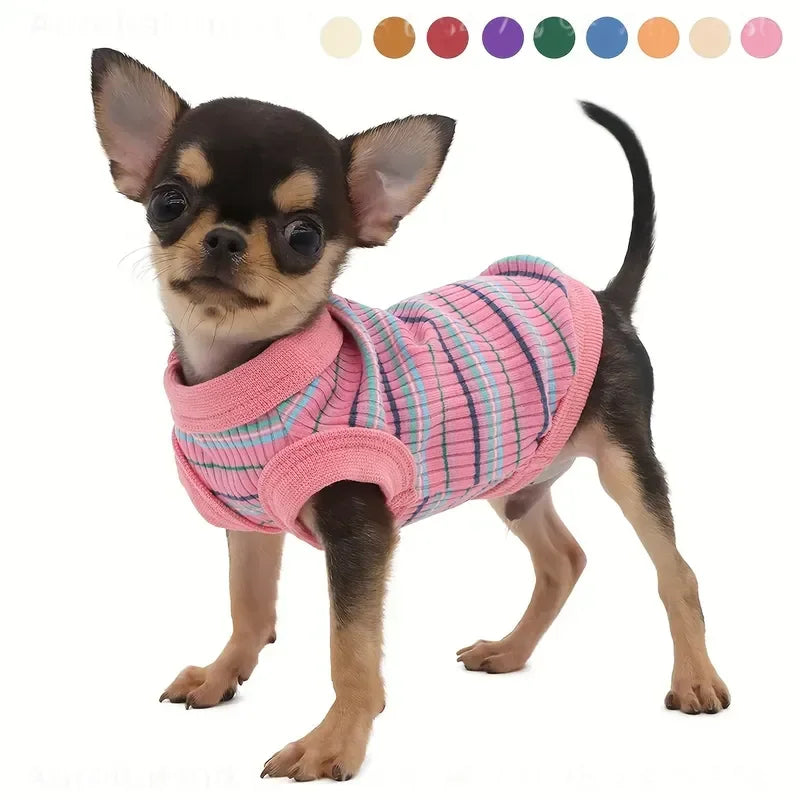 Ribbed Knit Dog Vest Tank Top With Easy Pullover Design
