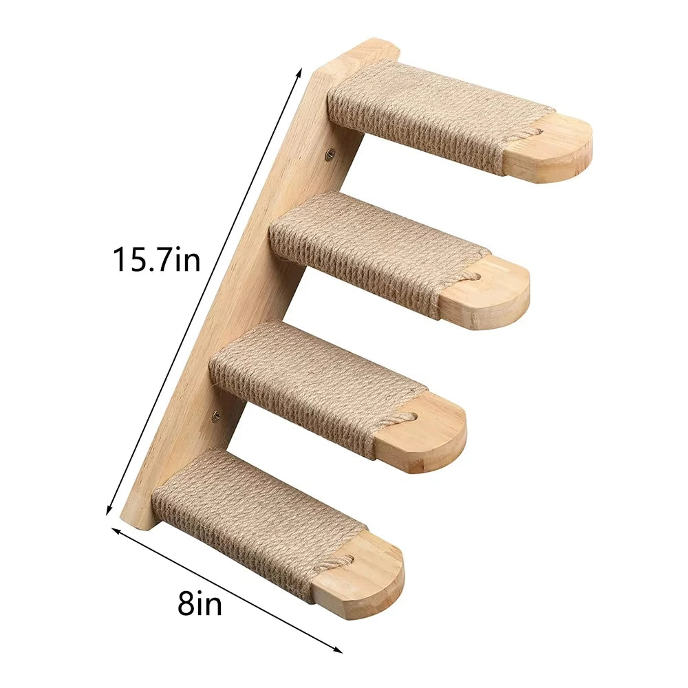 CWV Wall Mounted Cat Climbing Shelf With Sisal Scratching Post