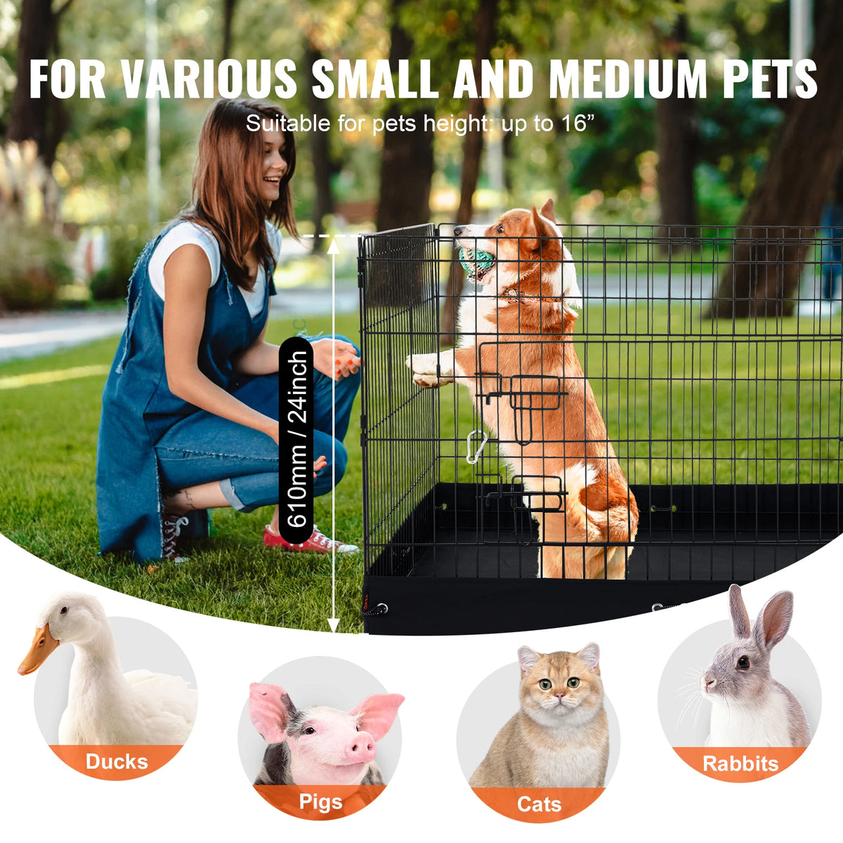 Vevor Foldable Metal Dog Playpen With Durable Wire Gate