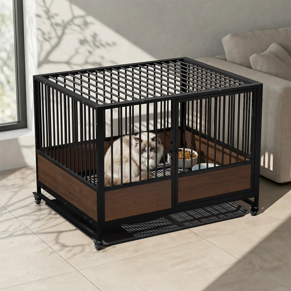 Large Cat Cage Heavy Duty Metal Crate Enclosure Playpen Kennel for Cats and Small Dogs Puppy