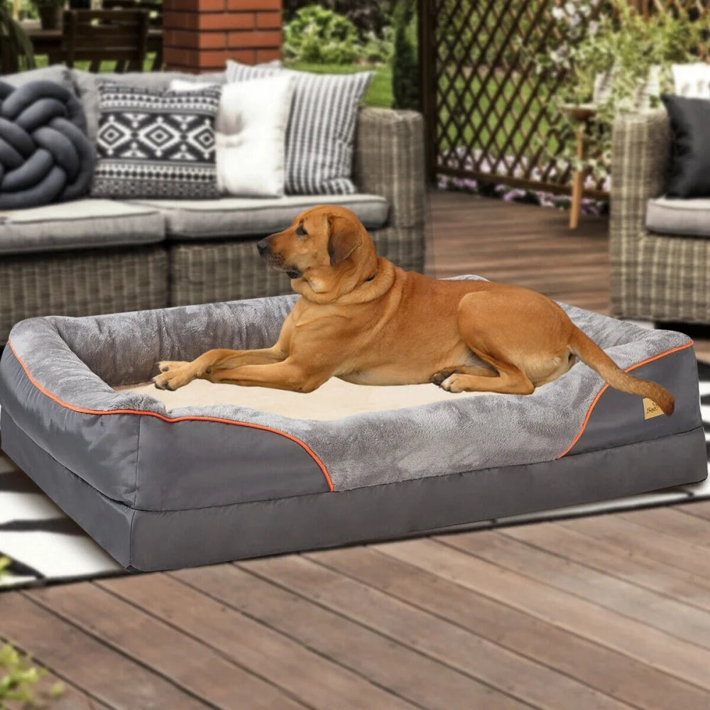 Borwart Orthopedic Dog Bed With Removable Waterproof Cover