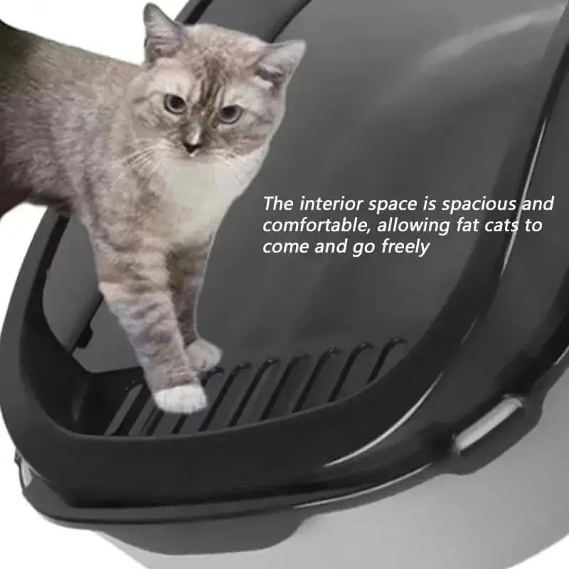 Semi Enclosed Cat Litter Box With High Sides Indoor Use
