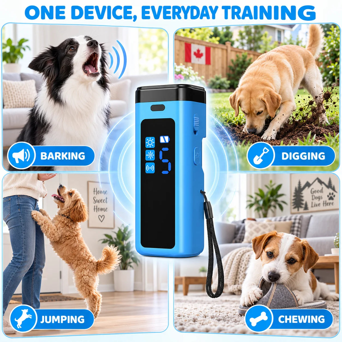1PC Ultrasonic Dog Bark Control Device, 30 ft Range Dog Training Aid with Adjustable Sensitivity for Home and Yard