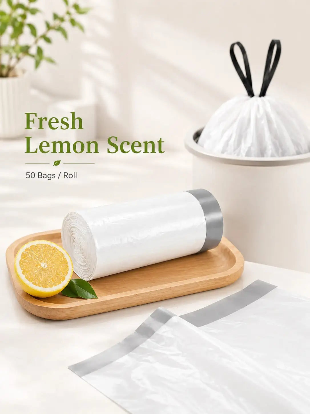 Drawstring Disposable Trash Bags for Bathroom Kitchen and Home Use