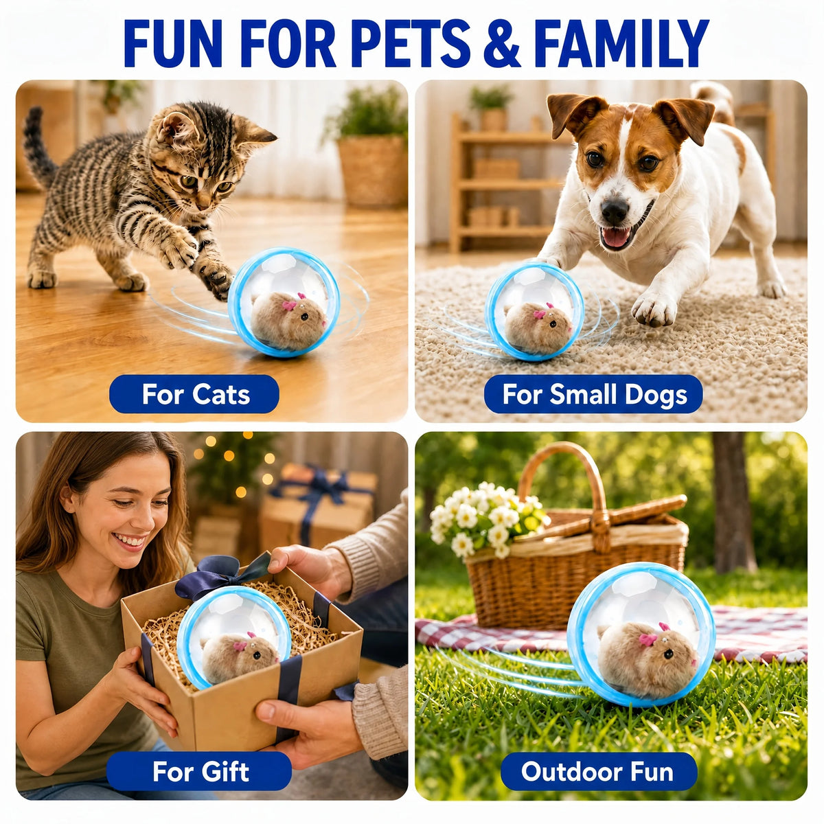 Self Rotating Obstacle Avoidance Cat Toy Ball for Indoor Exercise