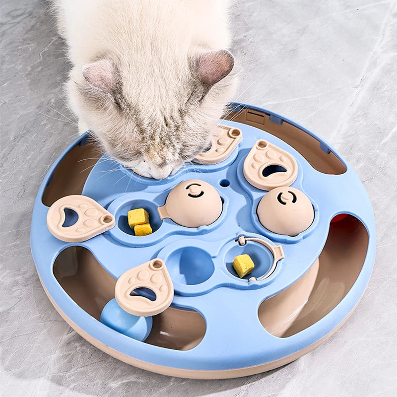 Dog Puzzle Toy Treat Dispenser, Non-Slip Slow Feeder Bowl Food Safe Plastic BPA Free, Interactive Enrichment Toy Mental Stimulation Boredom Relief for Dogs Cats Puppy Kitten