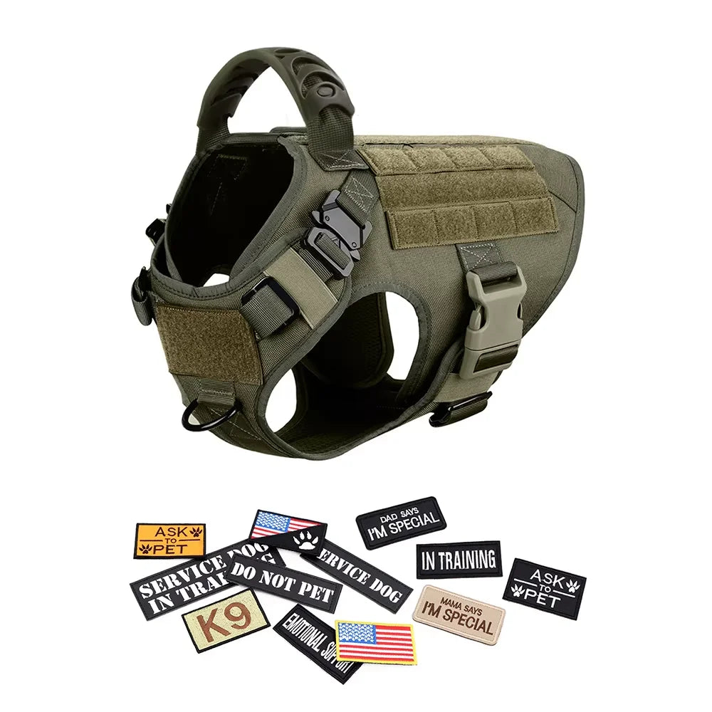 Petravel Tactical Dog Harness Vest With Collar Leash Set