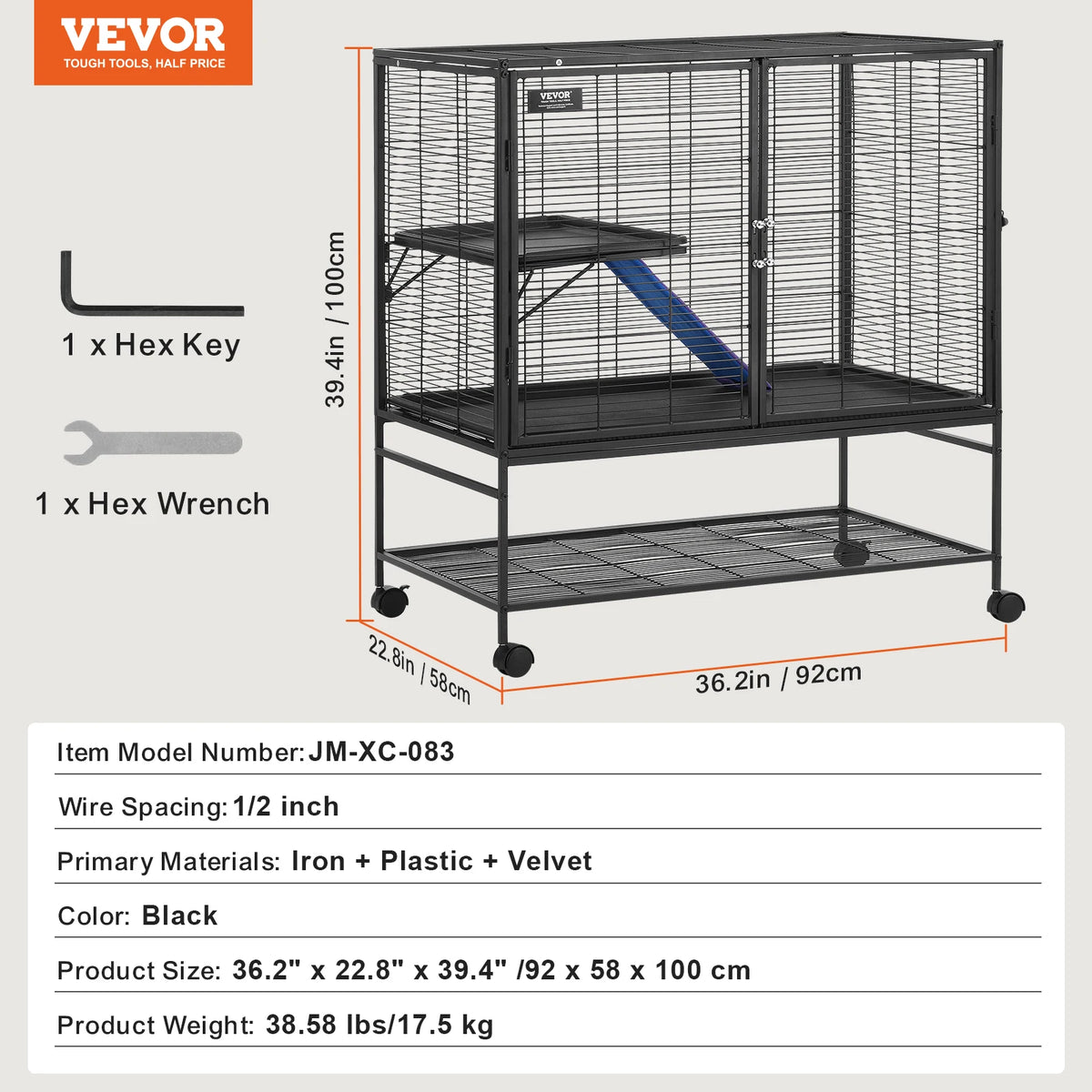SucceBuy Rolling Metal Small Animal Cage For Pets And Rodents