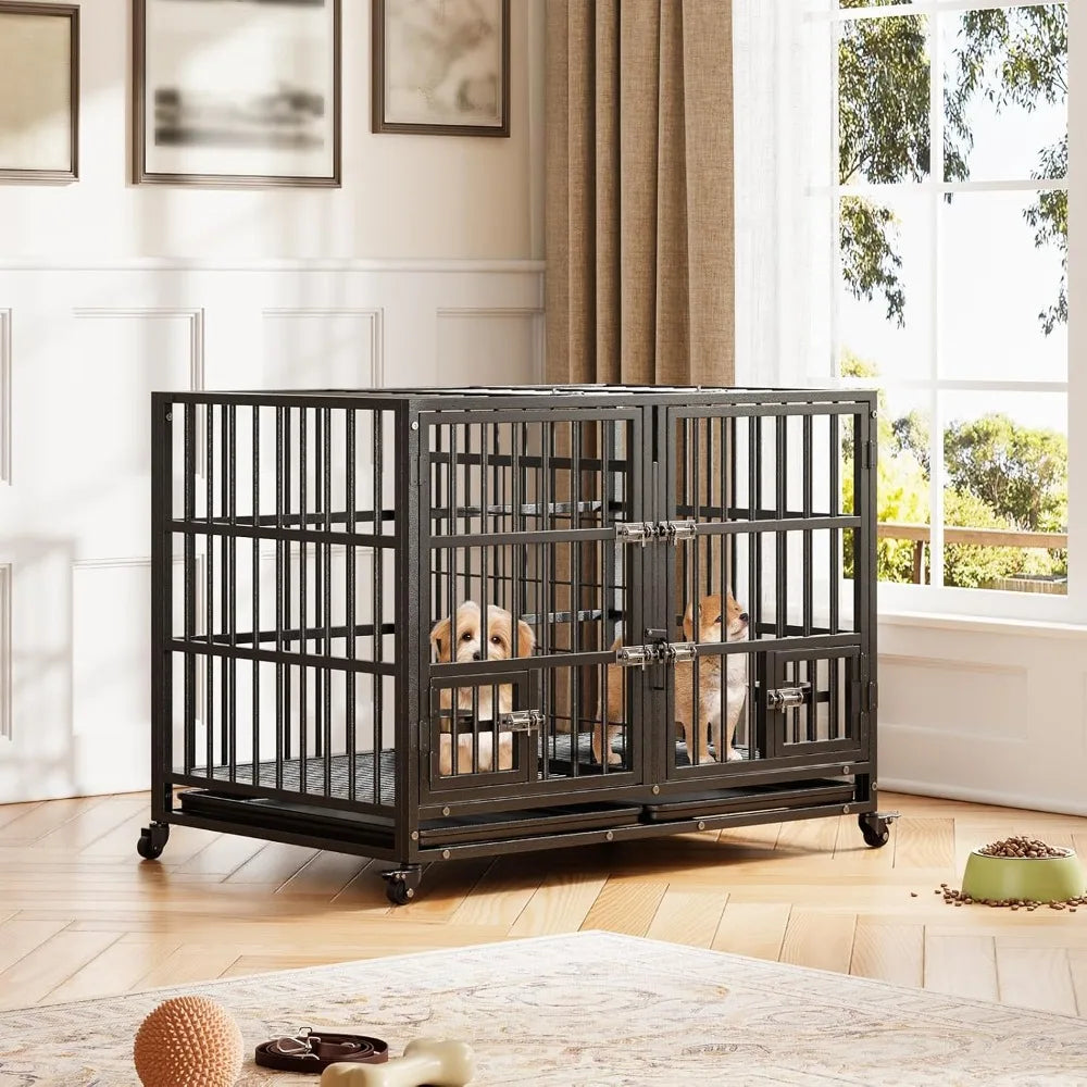 Garvee Heavy Duty Metal Dog Crate With Double Latch Locks