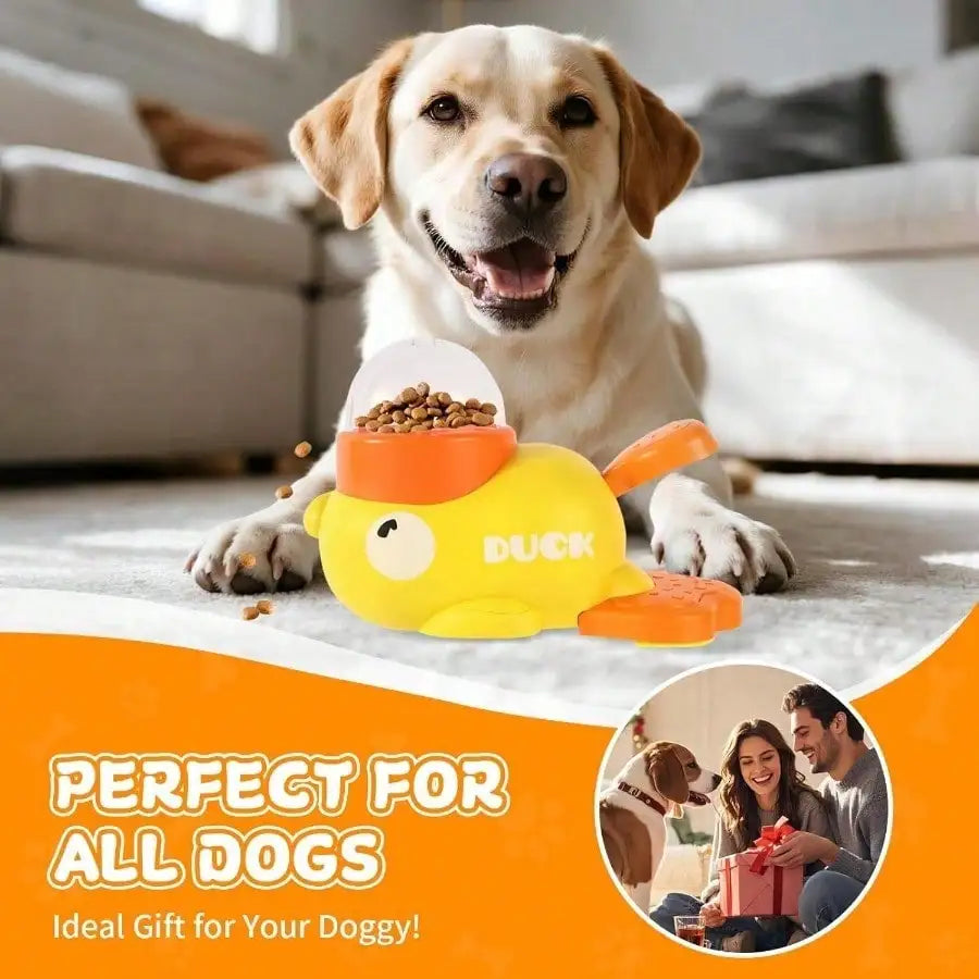 Interactive Duck Shaped Dog Feeding Puzzle Toy And Food Dispenser