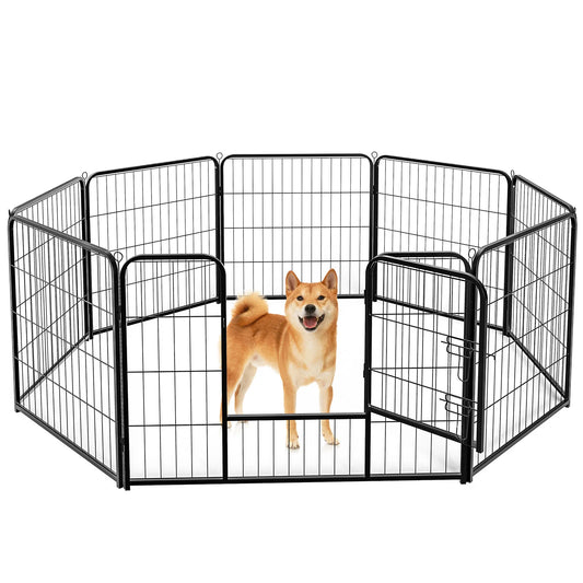 JHK Sturdy Metal Foldable Dog Playpen For Pets And Puppies