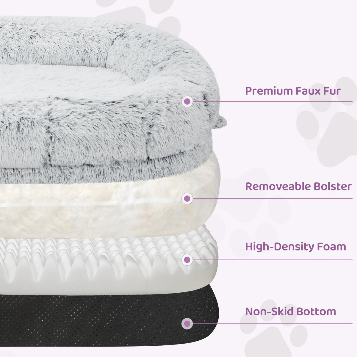Orthopedic Human Dog Bed With Removable Faux Fur Cover