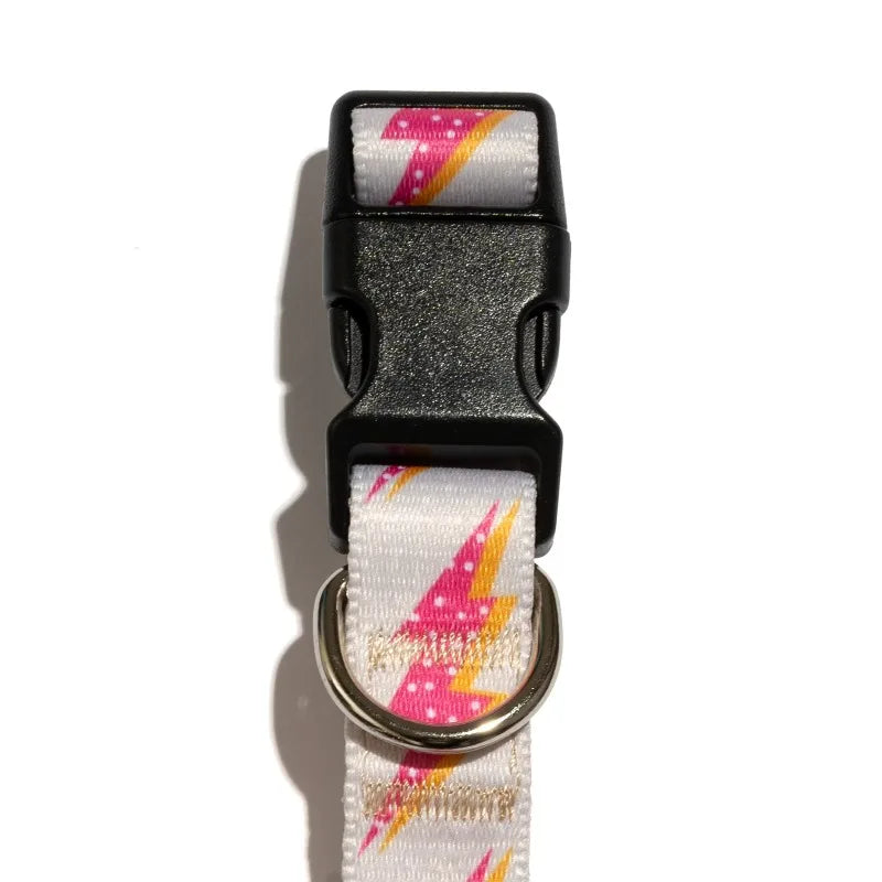 Dog Collars, Lightning Bolt Fashion Pet Collar, Pink, Medium