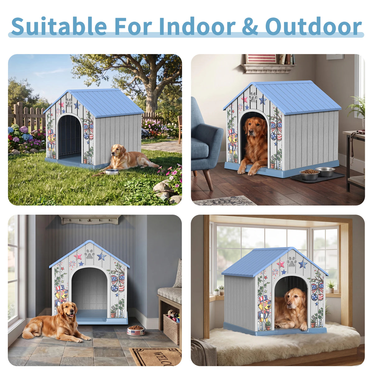 Weatherproof Outdoor Plastic Dog House Shelter For Pets