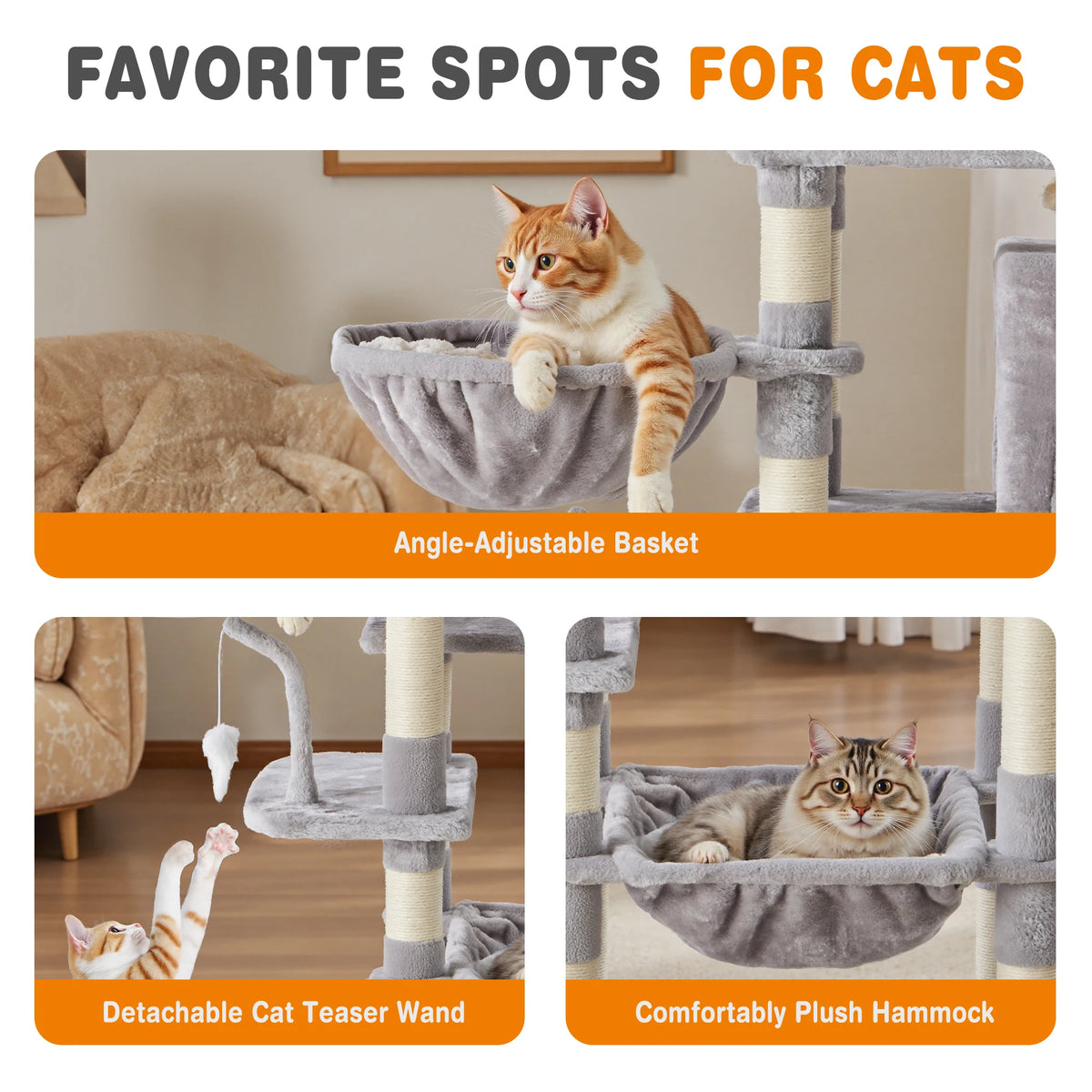 JHK Multi-Level Cat Tree With Sisal Scratching Posts