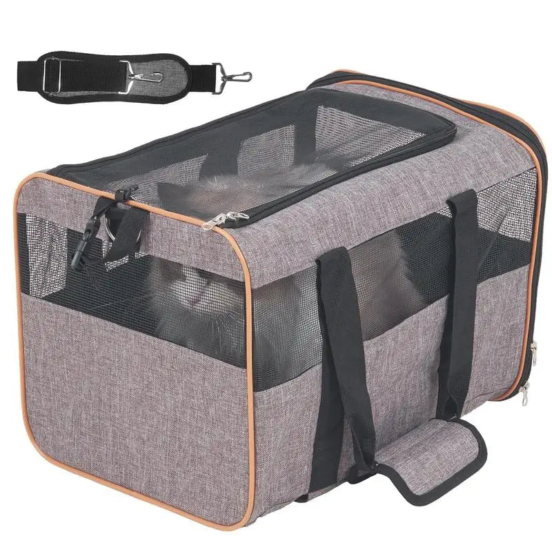 Nylon Airline Approved Rolling Pet Carrier with Handle and Bowl