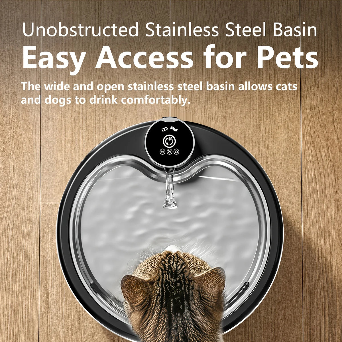 ERAMONG Wireless Stainless Steel Cat Water Fountain With Auto Sensor
