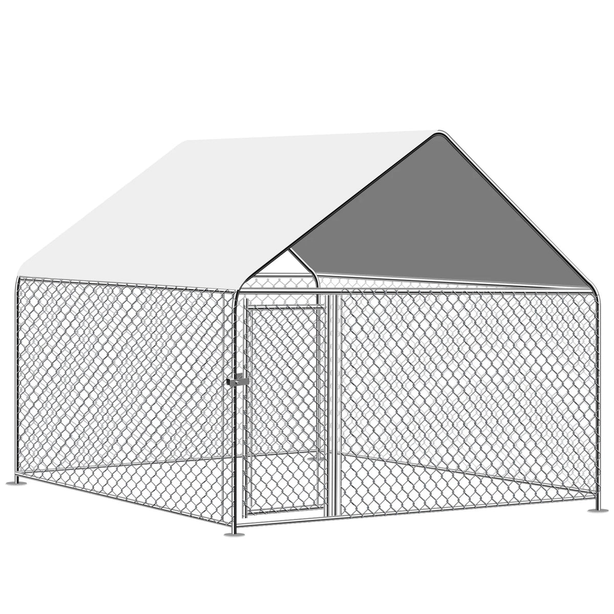 Large Outdoor Dog Kennel 200×200×150cm With Roof Heavy Duty Metal Dog Cage House Waterproof Sun Protection Pet Playpen for Backyard