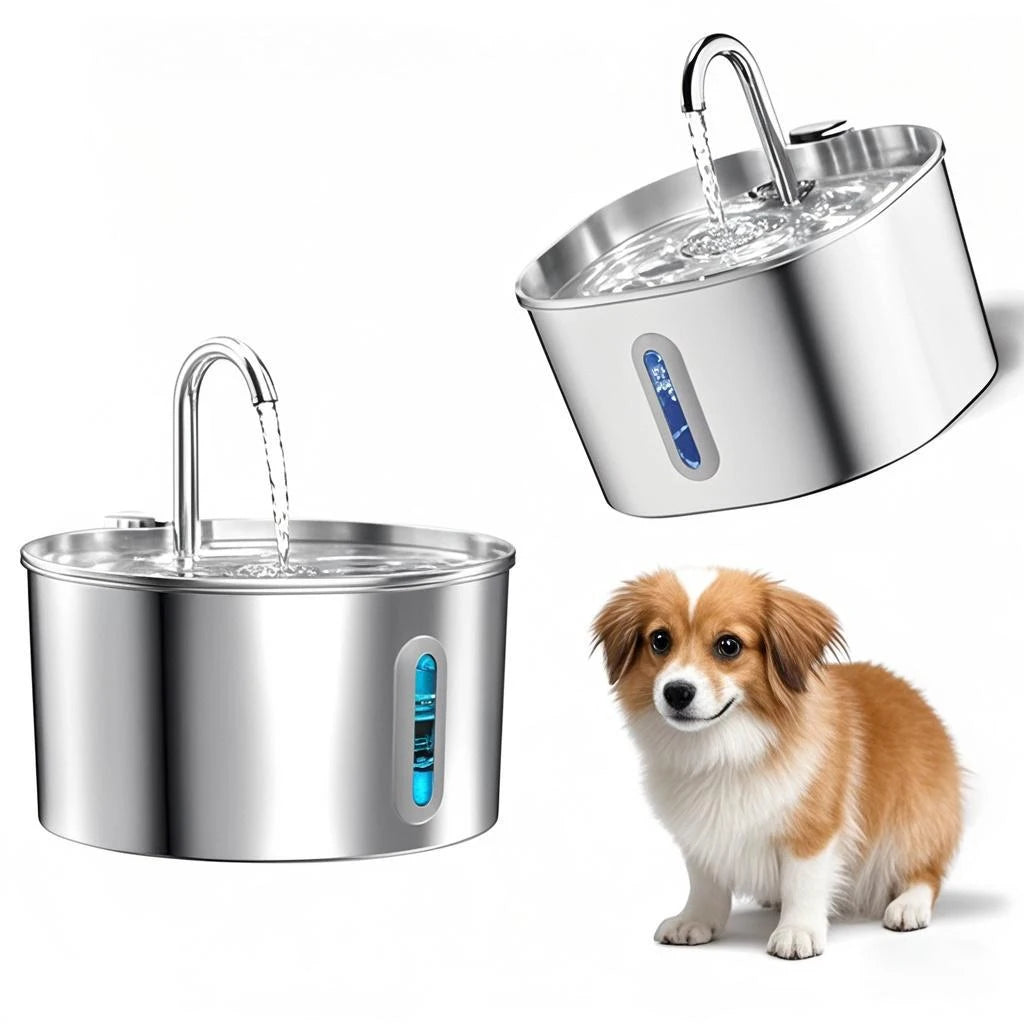 Stainless Steel Silent Cat Water Fountain Led Pet Dispenser