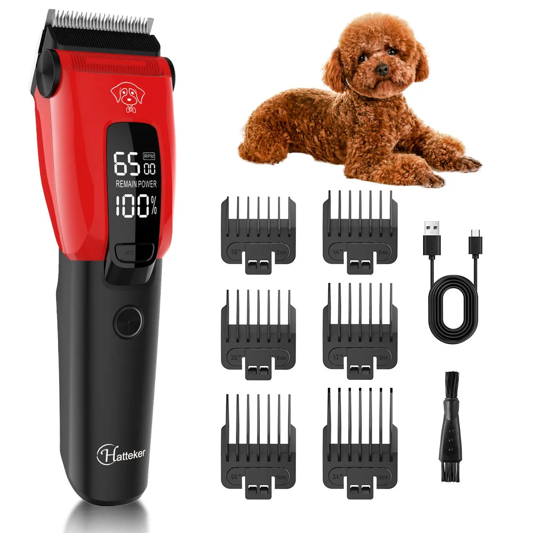 Hatteker Electric Pet Hair Clipper for Dogs And Cats Professional Pet Grooming Trimmer Kit with Adjustable Blades