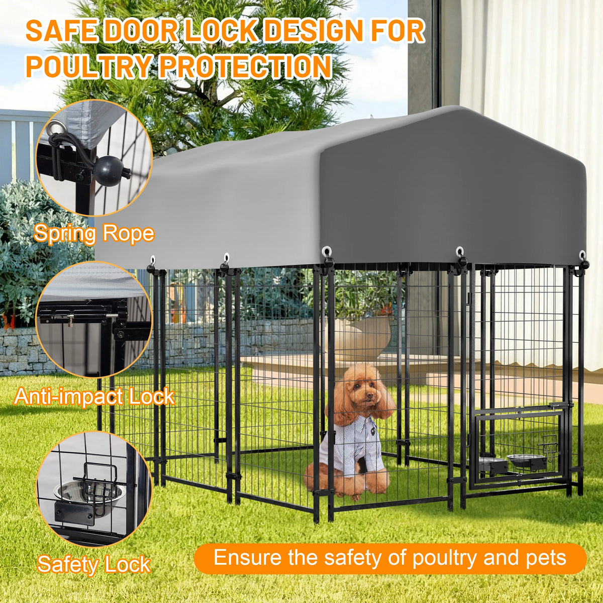 Heavy Duty Welded Wire Dog Kennel With Outdoor Waterproof Cover