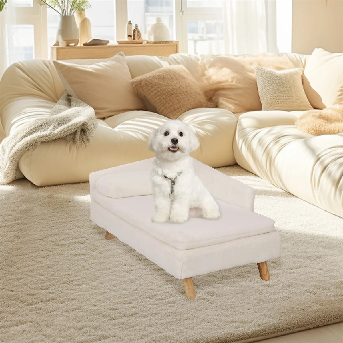 Bingopaw Elevated Pet Bed With Waterproof Pad And Wooden Legs
