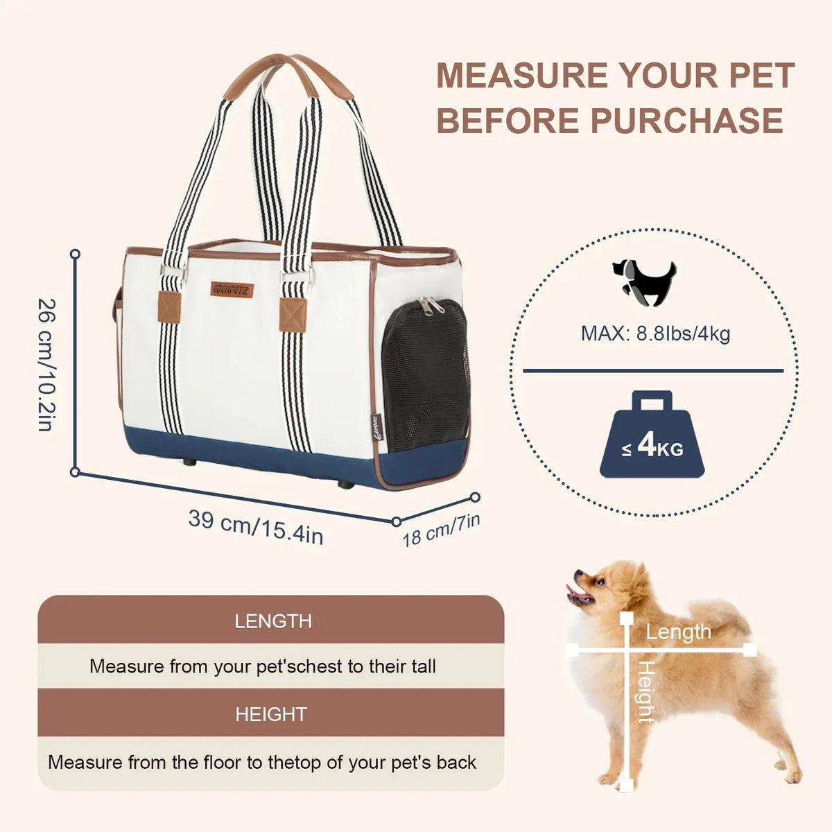 Breathable Portable Pet Carrier Tote For Cats And Small Dogs