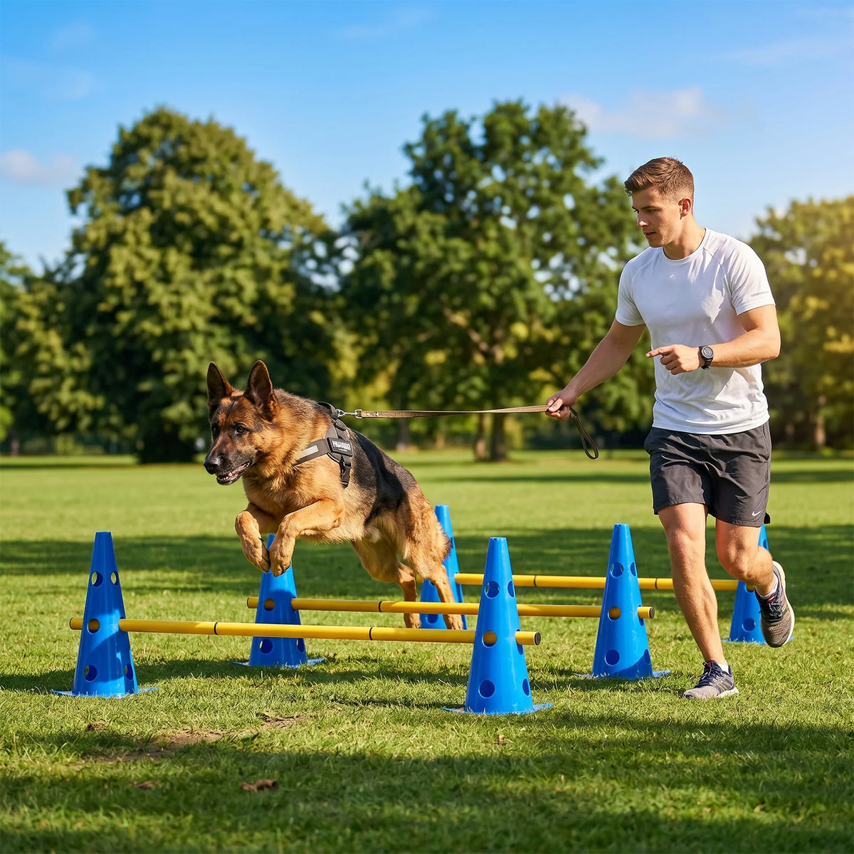 Dog Agility Training Set With Adjustable Hurdles And Cones