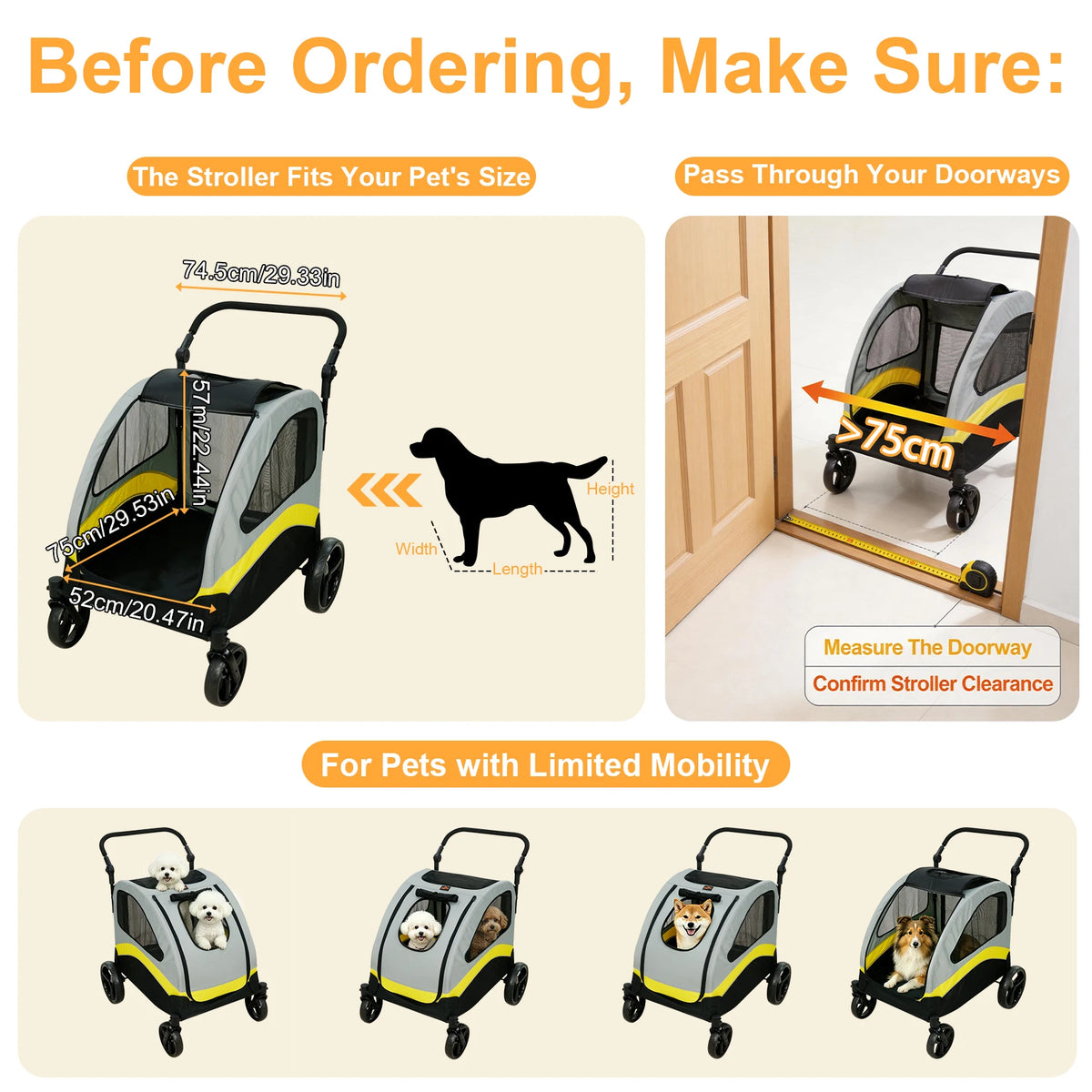 Premium Foldable Four Wheel Pet Dog Stroller And Jogger Wagon