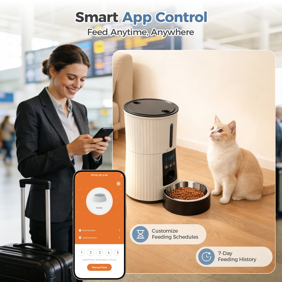JHK Automatic Cat Feeder With WiFi App Control And Timer