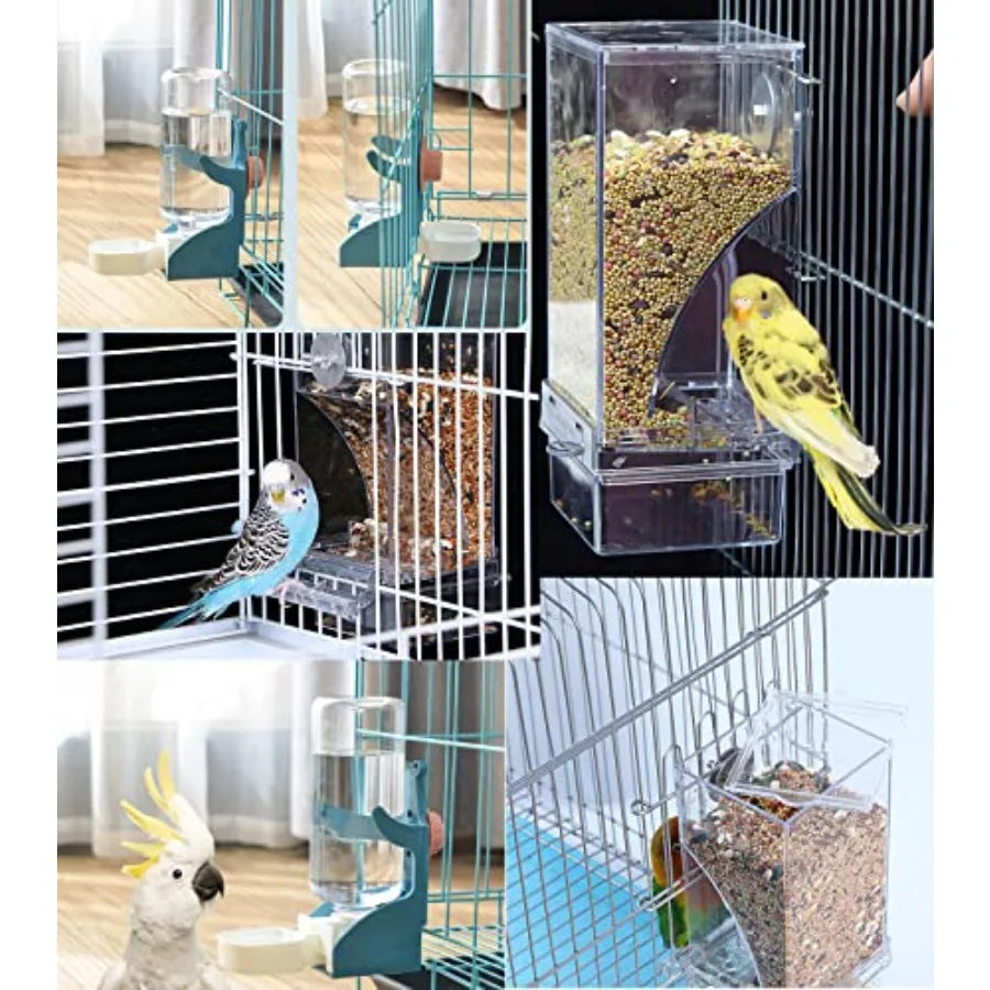 No Mess Bird Feeder and Water Dispenser Set for Budgies and Parakeets