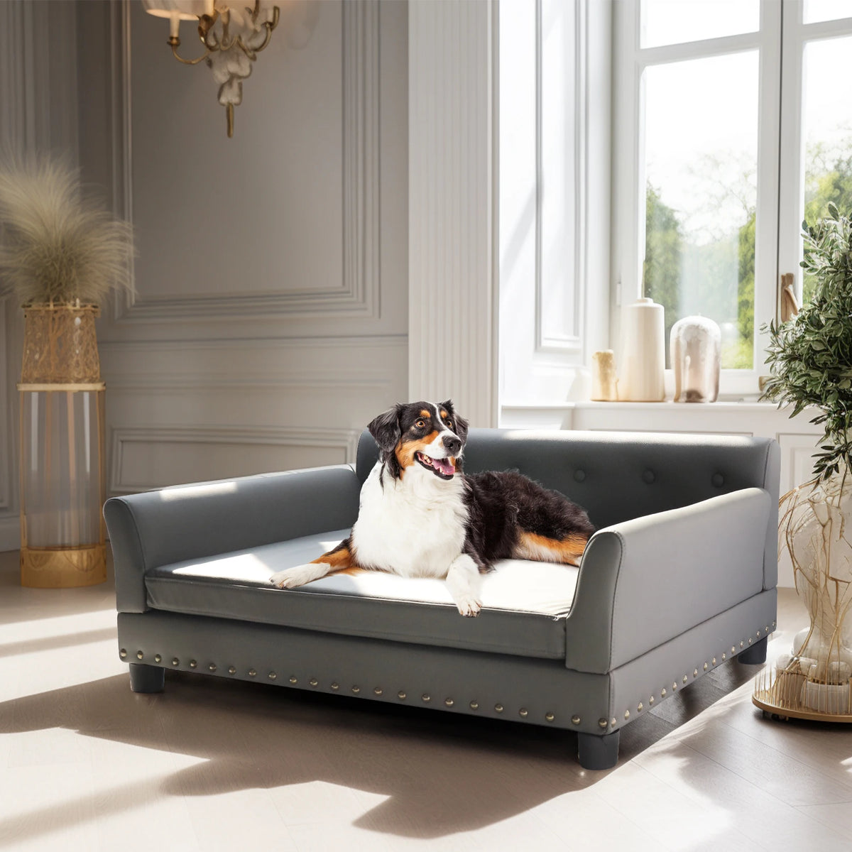Bingopaw Durable Elevated Dog Bed With Waterproof Leather Cover