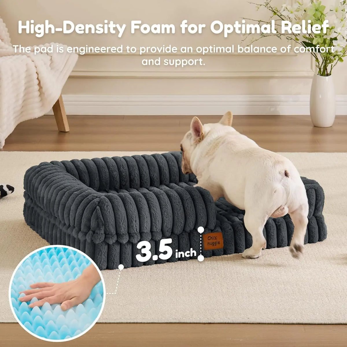Faux Fur Orthopedic Dog Bolster Bed With Washable Cover