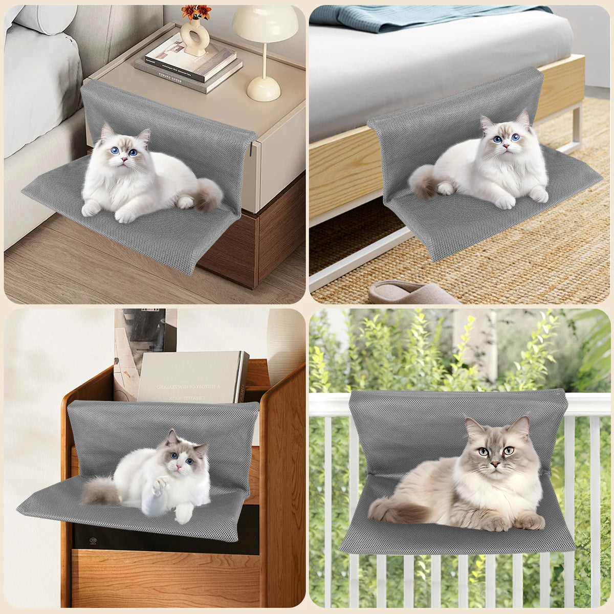 Cat Pet Animal Hanging Bed Detachable and Foldable Hanging Cat Nest Cats L-shaped Hammock for Cats and Kittens