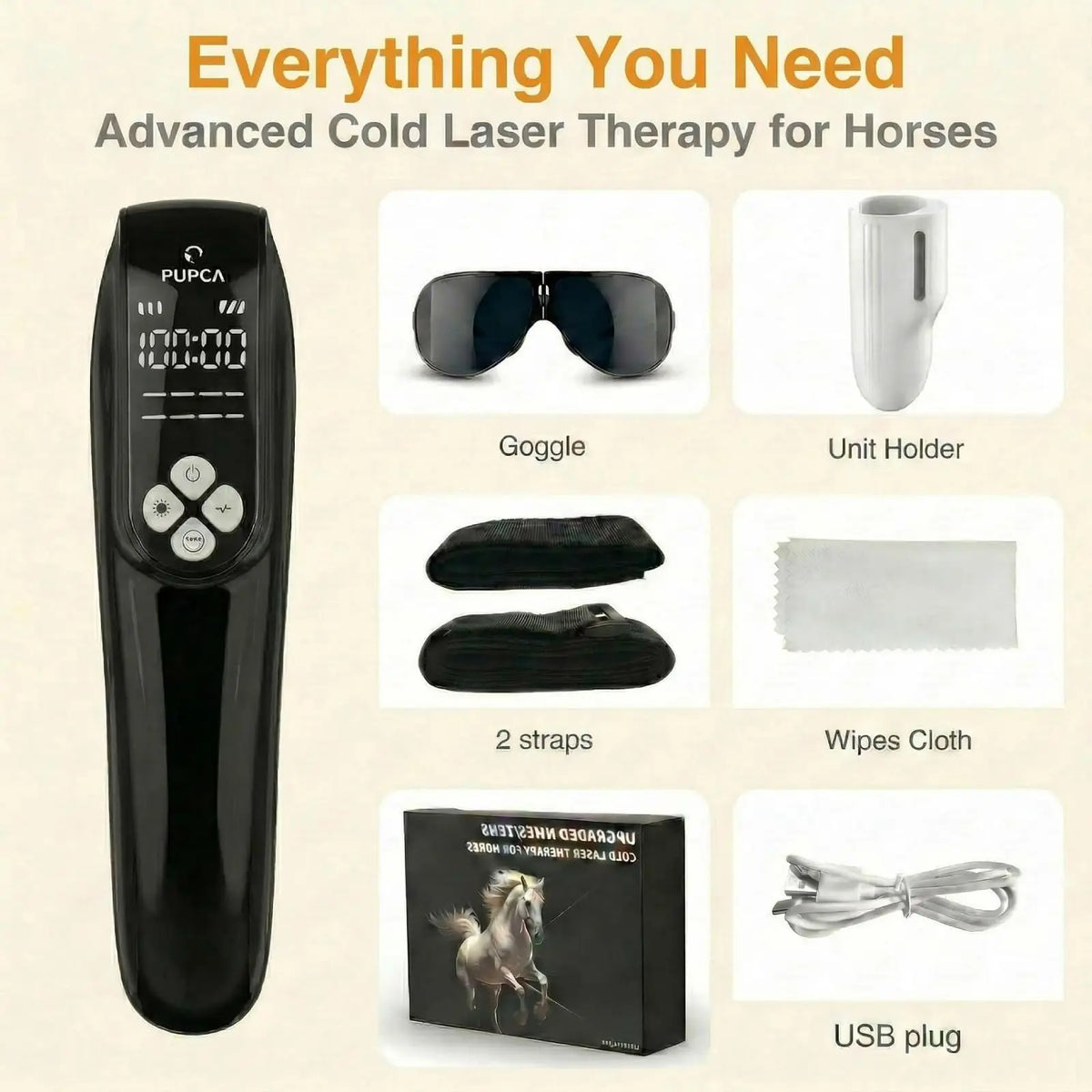 4*808nm Laser Therapy for Horses Tens Red Light Therapy Physiotherapy for Horses Tendon/Ligament Injuries and Pain Relief