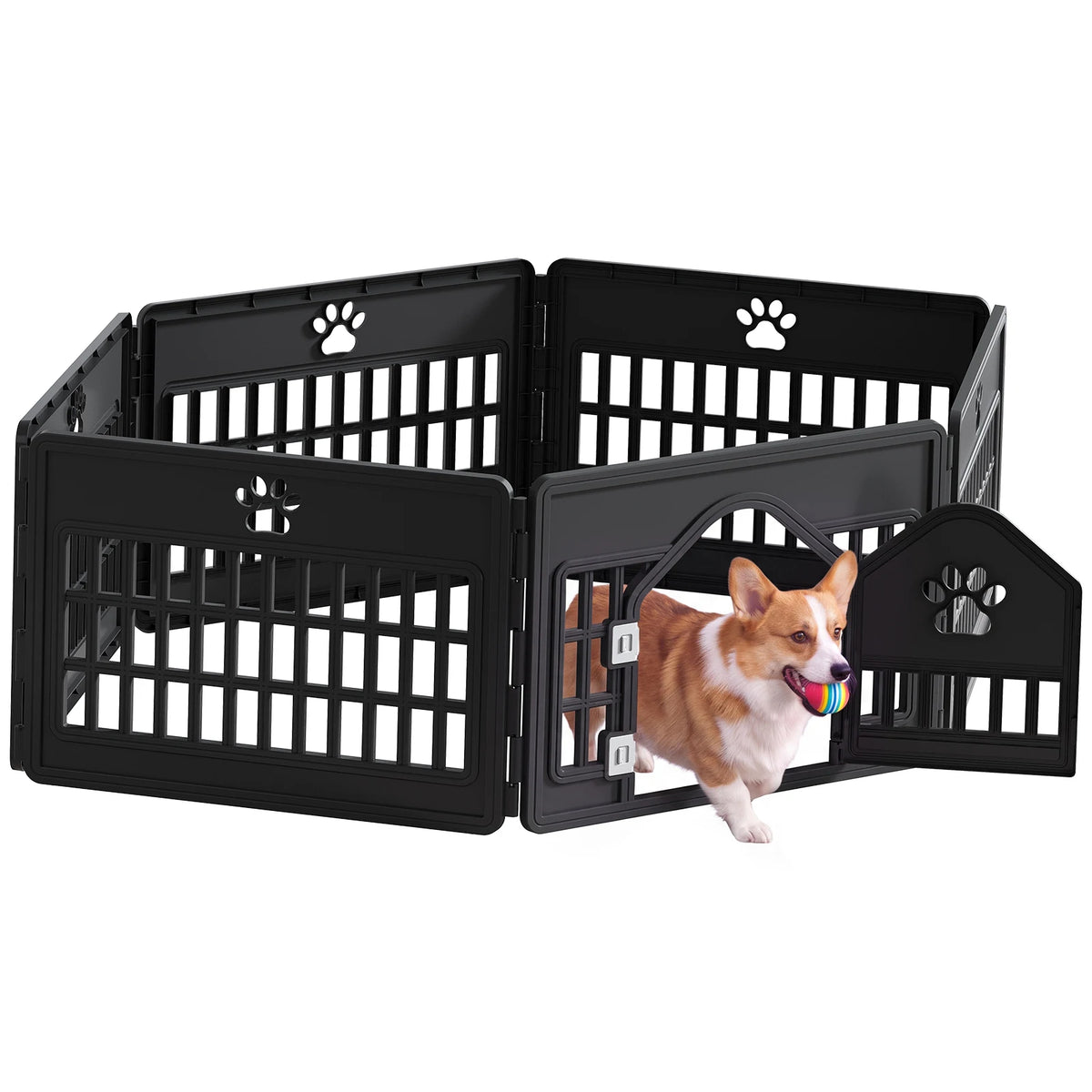 JHK Injection Molded Dog Playpen 4/6/8 Panel 24IN Expandable Durable Pet Fence for Medium Dogs Seamless Design Indoor Outdoor Folding Portable Puppy Playpen