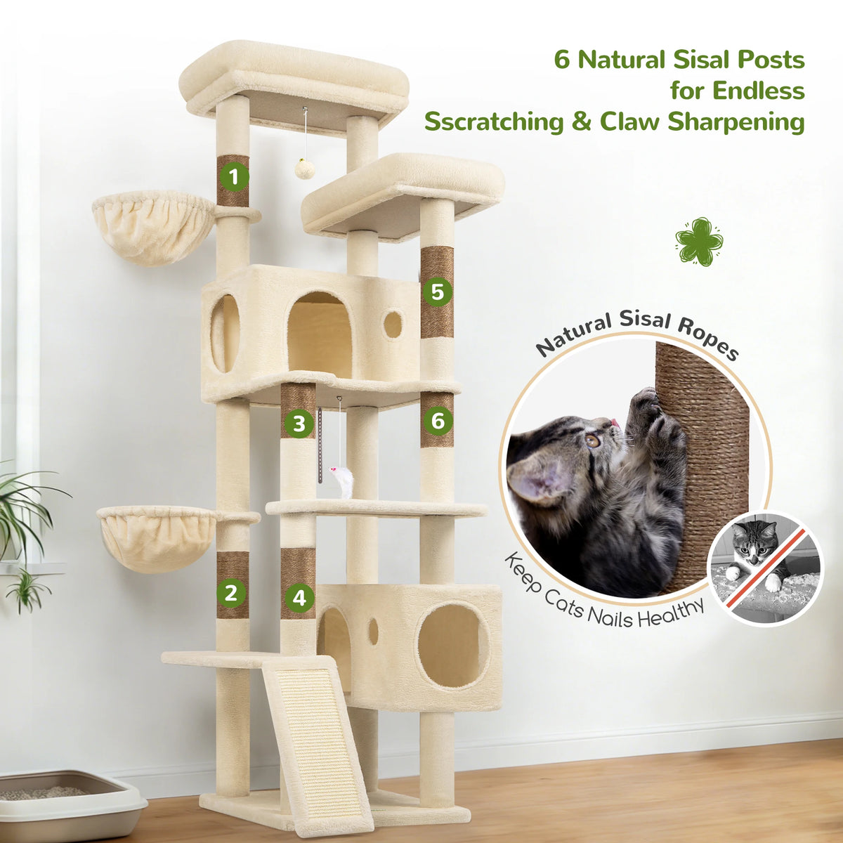 Globlazer Multi-Level Cat Tree Tower With Condos Hammocks And Perches