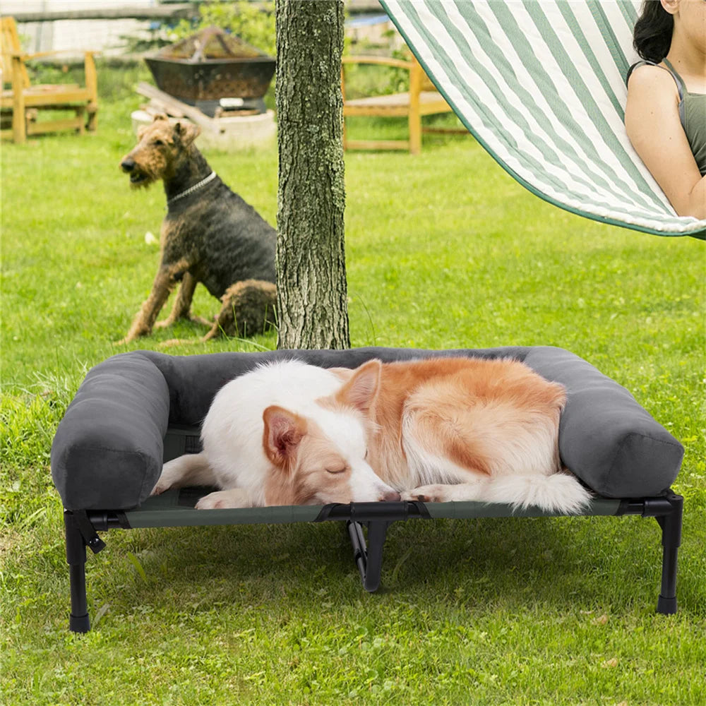 Borwart Raised Outdoor Dog Bed With Breathable Cooling Mat