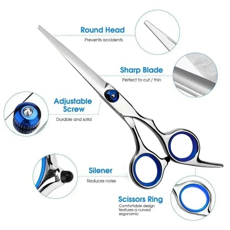 Stainless Steel Round Tip Pet Grooming Scissors, Safe Sharp Anti-Injury Hair Trimmer for Dogs Cats Precise Grooming Tool