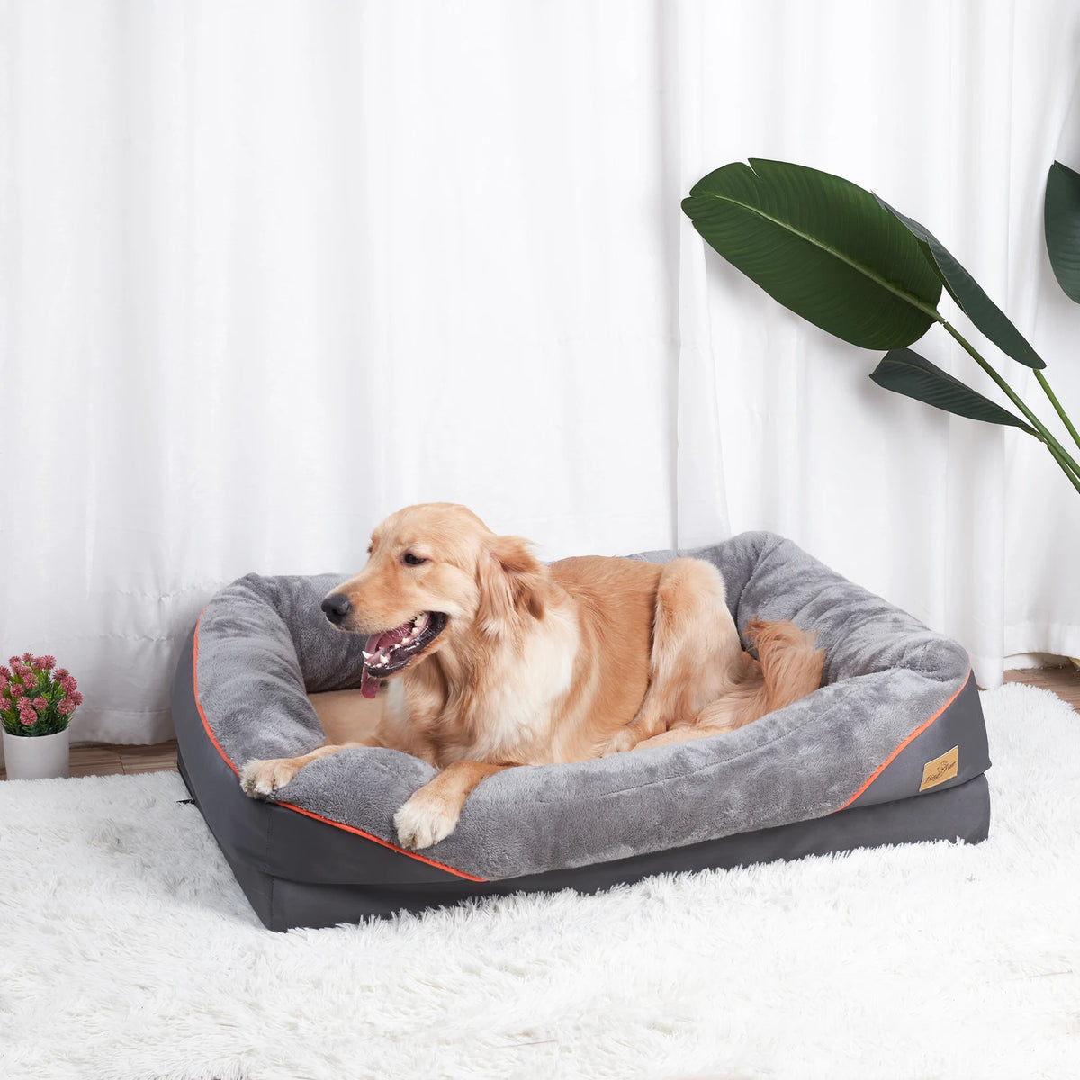 BINGOPAW Waterproof Dog Bed With Washable Fleece Cover