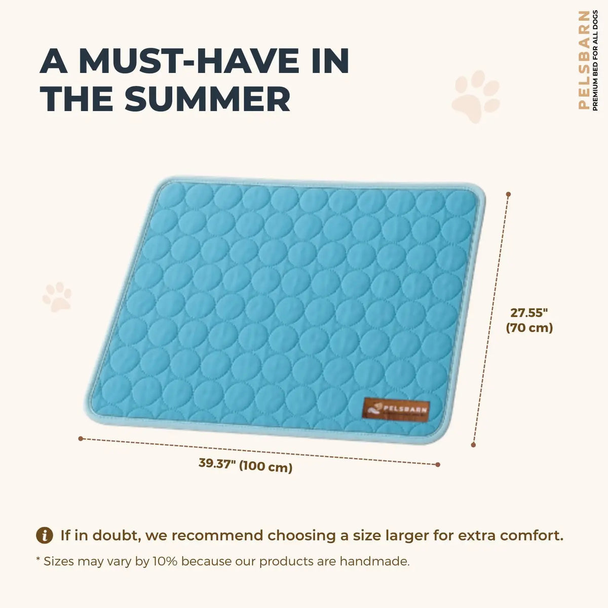 Pelsbarn Dog Cooling Mat, Ice Silk Self-Cooling Pad, Light Blue, L