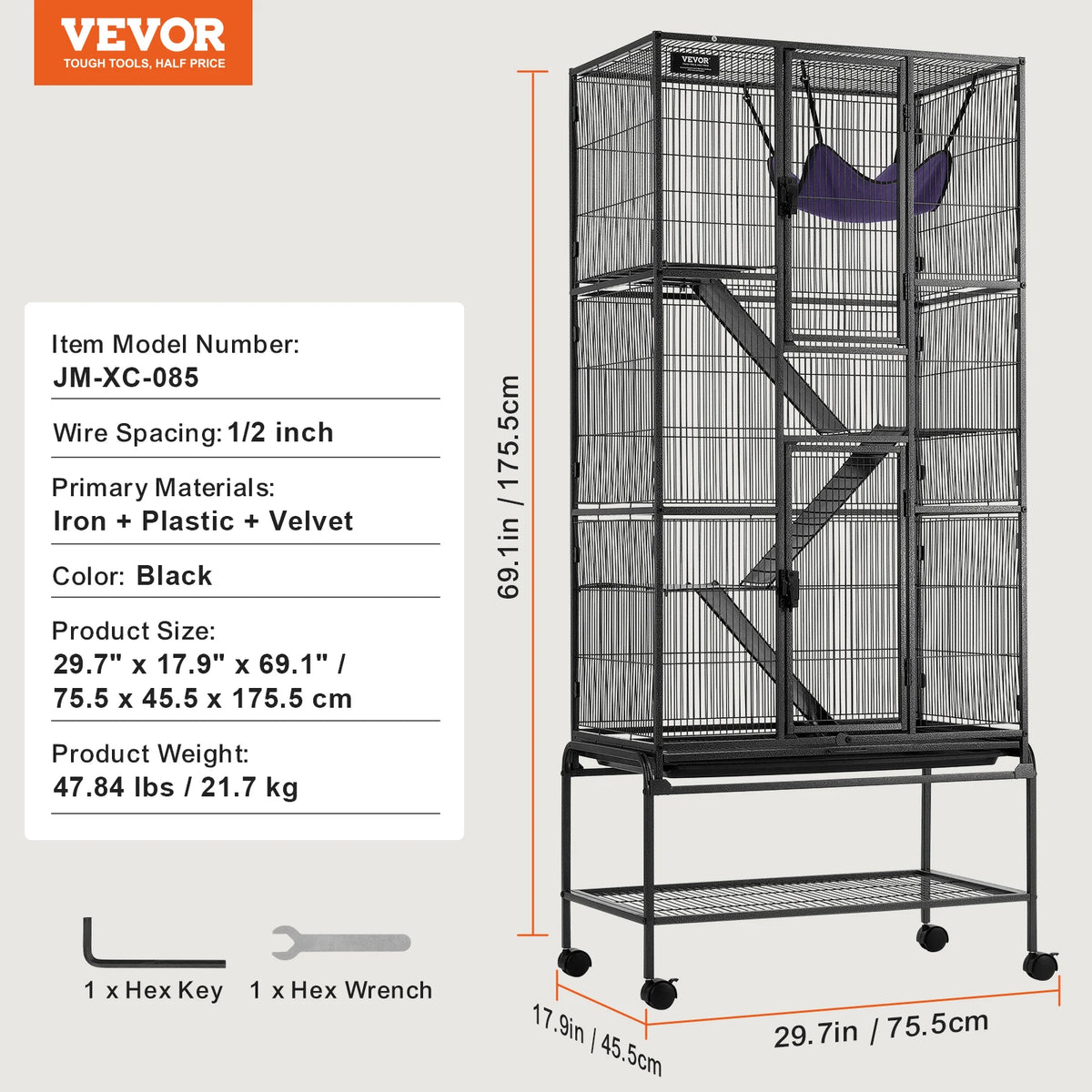 SucceBuy Rolling Metal Small Animal Cage For Pets And Rodents