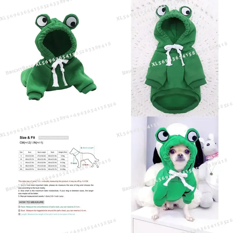 Cute Frog Pet Sweater Hoodie for Dogs With Fun Design