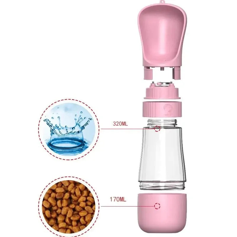Portable Pet 2 in 1 Water Bottle and Food Dispenser