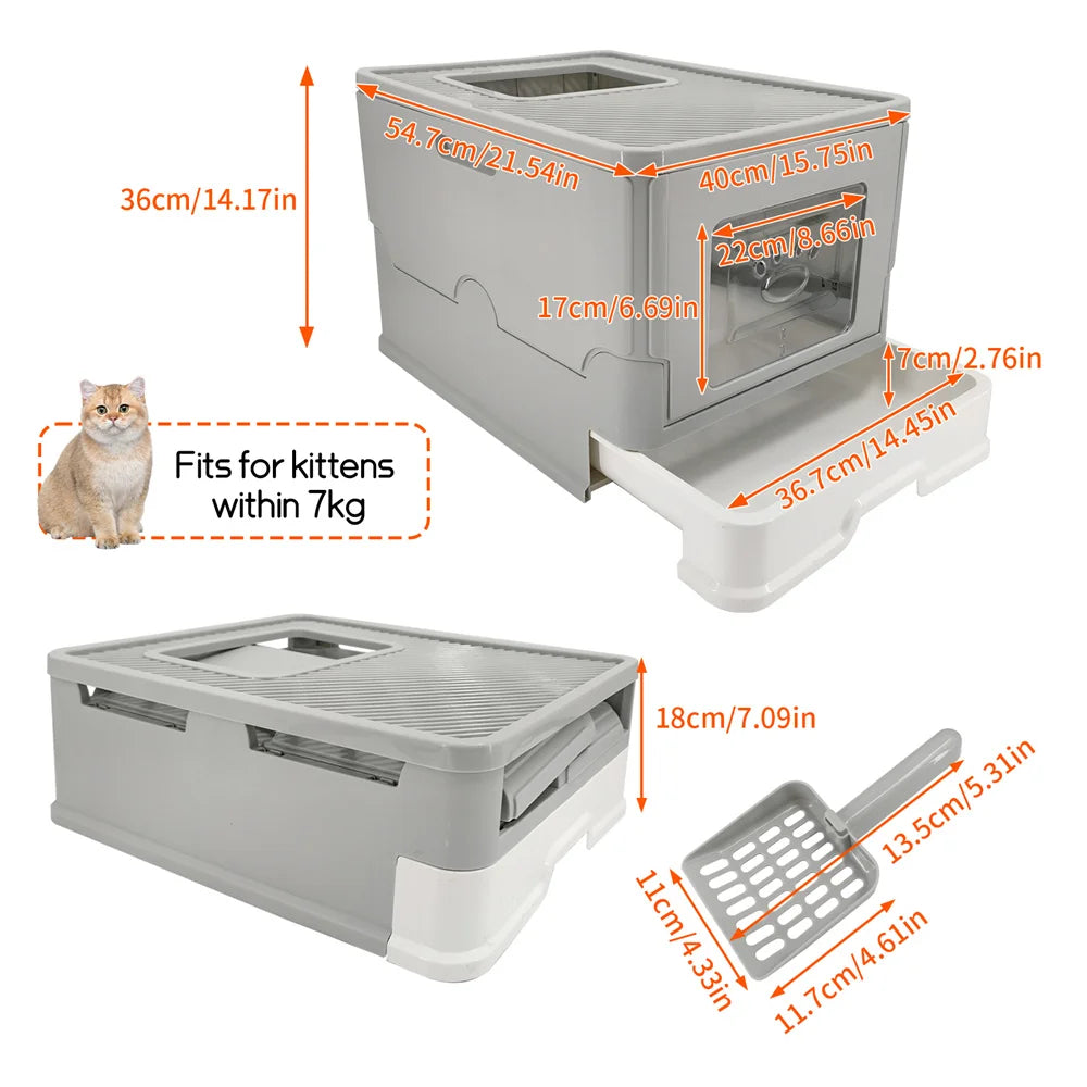 Enclosed Cat Litter Box With Splashproof Design And Easy Cleaning